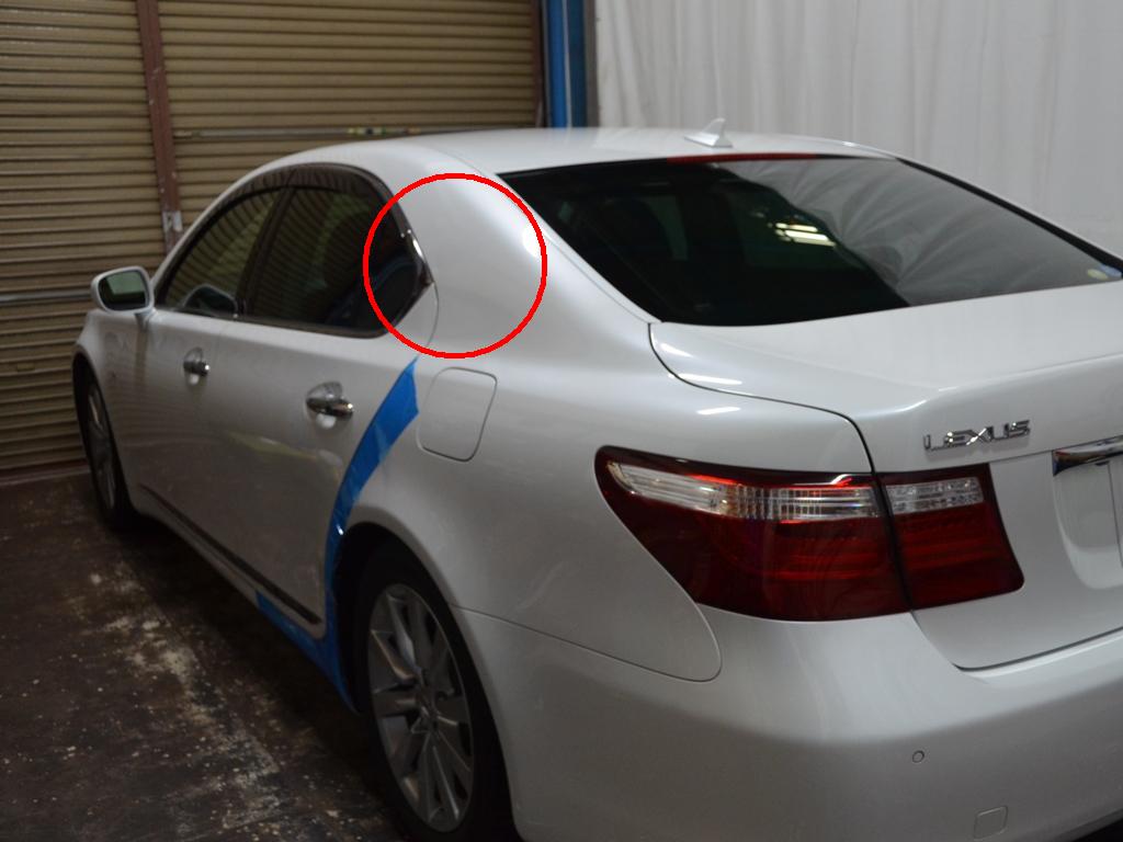 LS460のピラーをTRUSTデントリペア（へこみ修理）