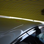 クラウンルーフのデントリペア前リフレクターボードで確認