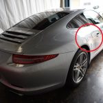 ポルシェ991　リアフェンダーのデントリペア位置
