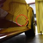 メルセデスAMG GT 4ドアクーペ 右フロントドアのデントリペア位置