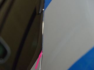 レクサスLS460左ピラーの深いヘコミ修理後・景色での確認