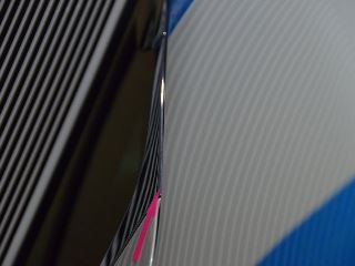 レクサスLS460左ピラーの深いヘコミ修理後・ラインボードでの確認