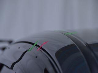 FIT3ハイブリッド、右ピラー中央部のへこみ修理後・景色での確認