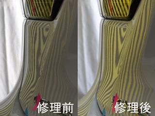 レクサスRX300 バックドアのデントリペア跡の再修理前・ラインボードでの確認